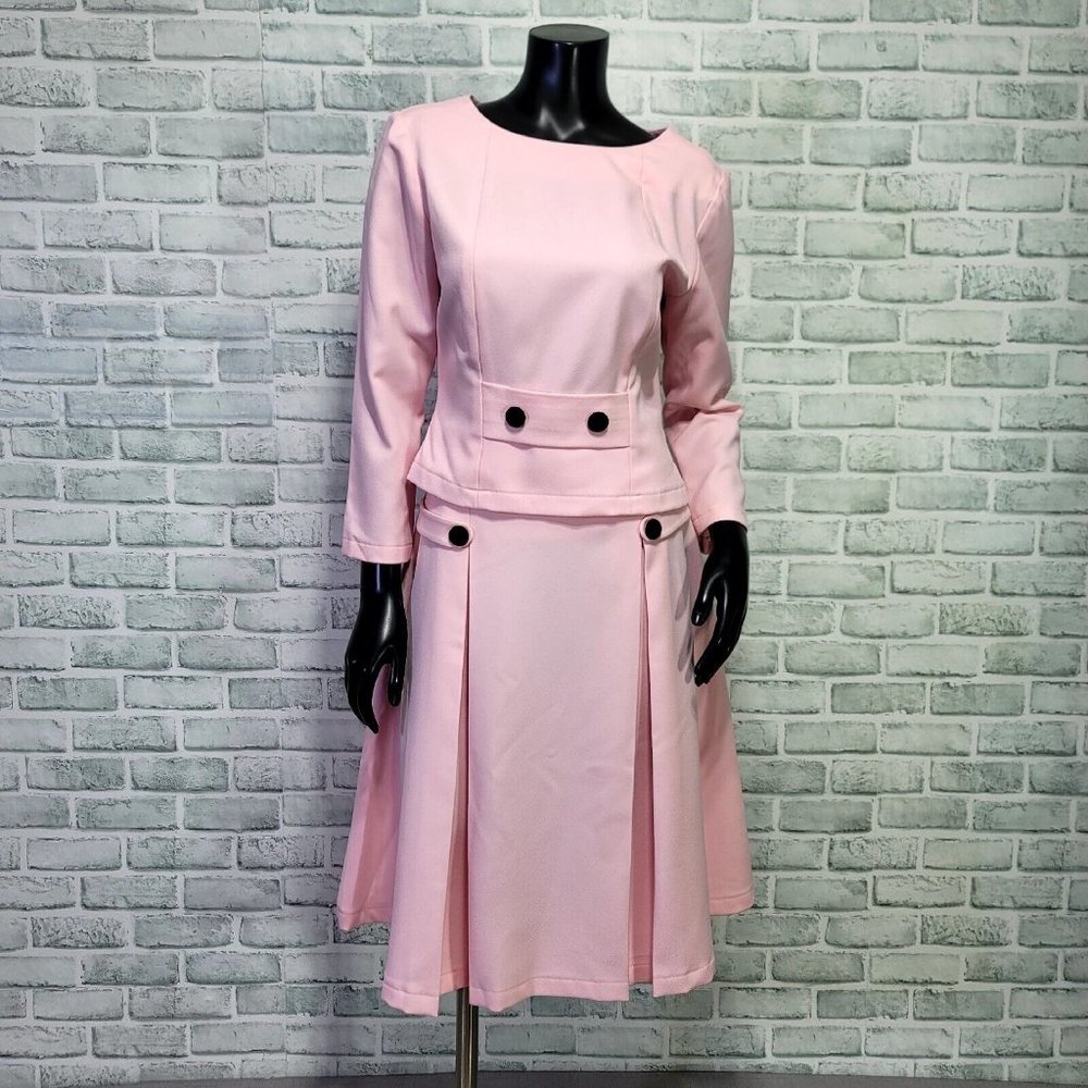 Mary Crafts Womens 8 Pink Top and Skirt Suit Set Barbiecore Retro Pinup JackieO